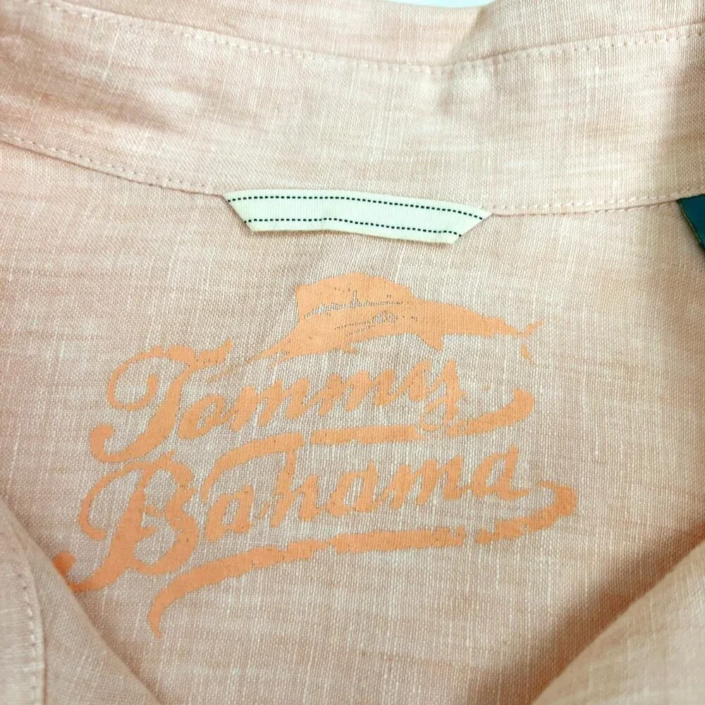 Tommy Bahama 100% Linen Shirt Mens XL Peach Button Front Long Sleeve Vacation